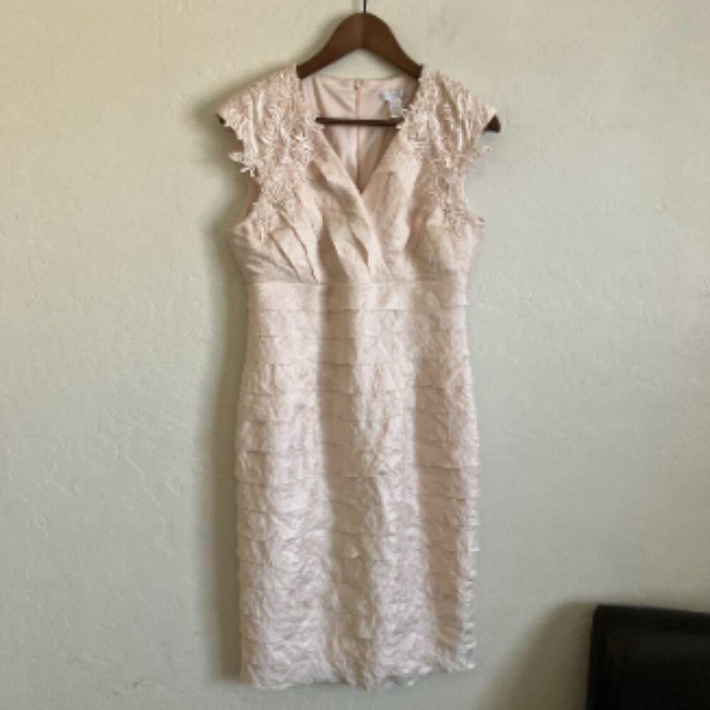 London Times Cocktail Dress Blush Sleeveless Layered Formal Size 10